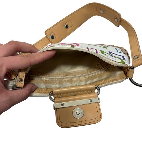 VTG Y2K 00's Guess White Multi Color Monogram Murakami Style Baguette Bag Purse - Picture 6 of 6